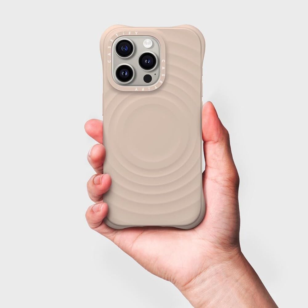 CASETiFY Ripple iPhone 15 Pro Max Case - 2X Military Grade Drop Protection, Wave Texture Design, MagSafe Compatible - Oat Color | Perfect for Outdoor Adventures & Everyday Protection