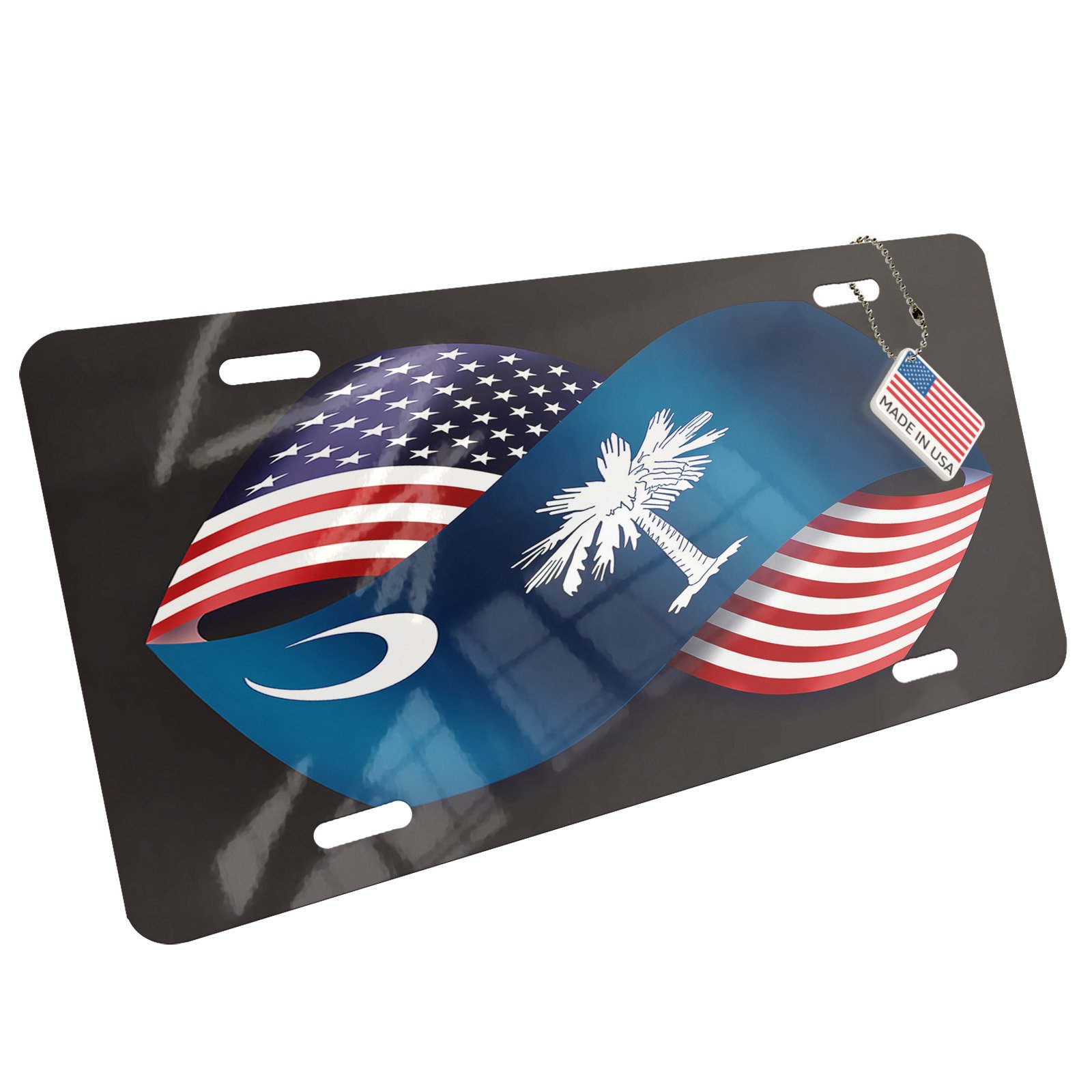 USA & South Carolina Metal License Plate Friendship Flags - Durable Car Decoration for State Pride & Road Trips