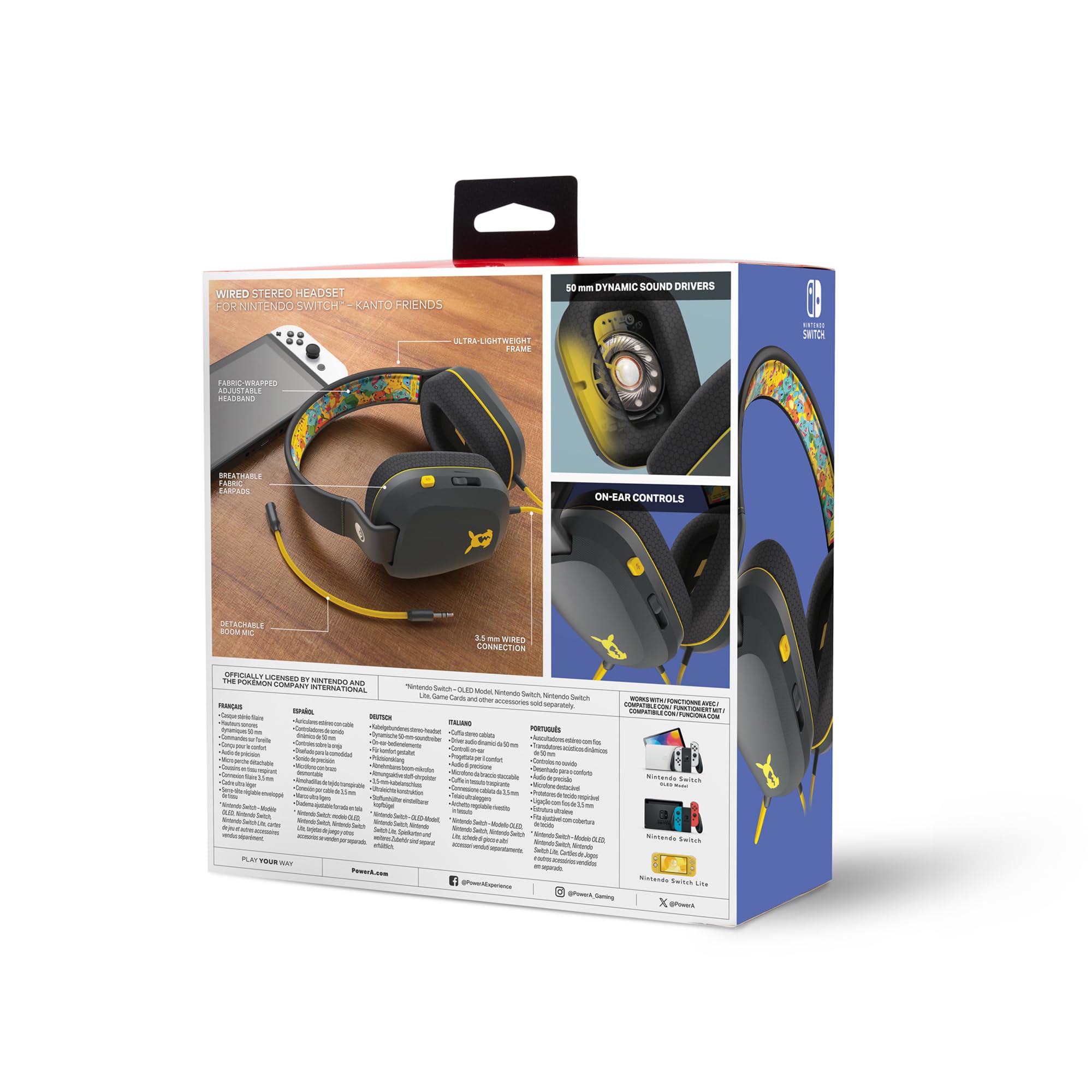 PowerA Wired Stereo Gaming Headset for Nintendo Switch - Officially Licensed Pokémon: Kanto Friends Design, 3.5mm Audio Jack, Comfortable Over-Ear Headphones - Perfect for Switch Gaming, Online Play & Travel