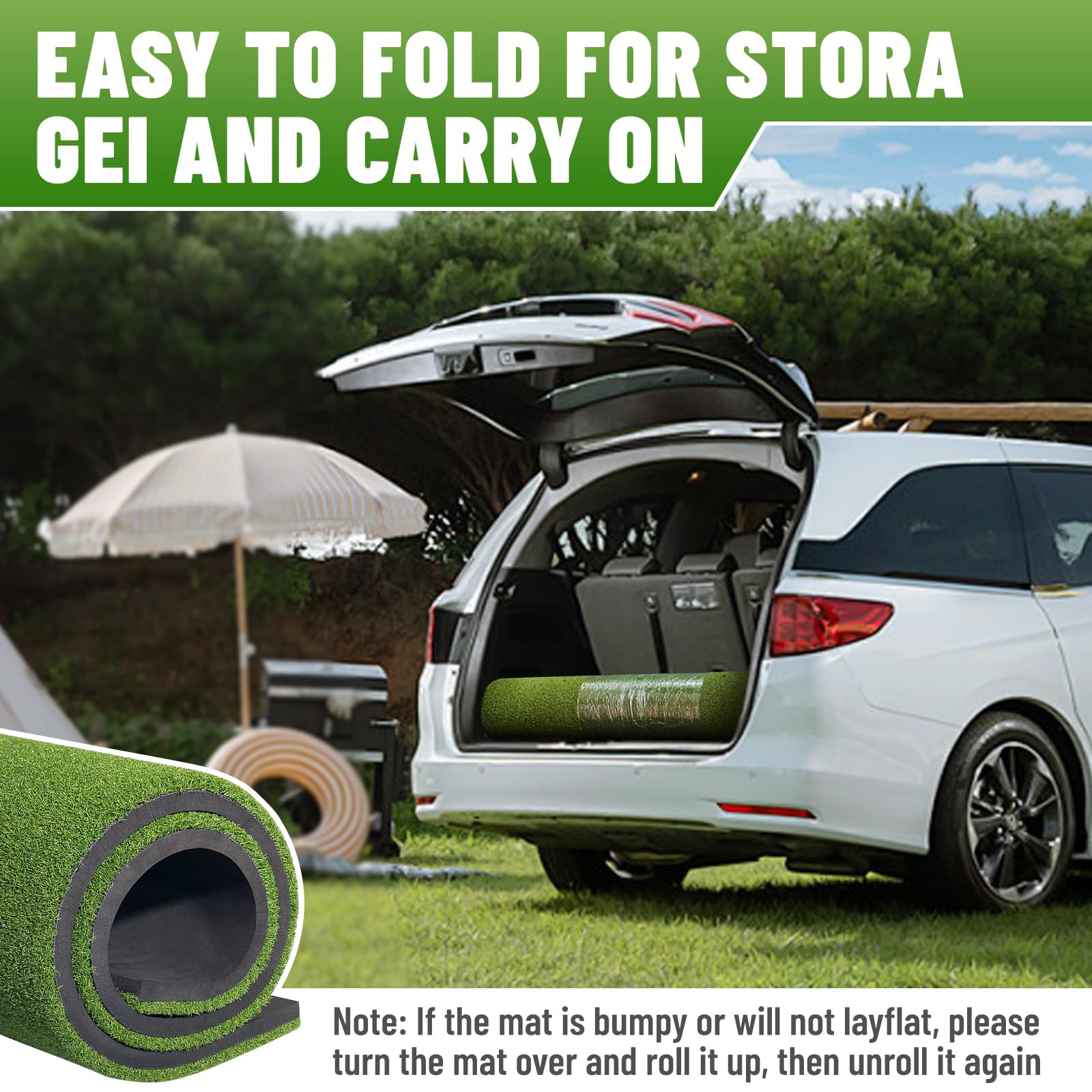 Premium 5x4ft Foldable Golf Hitting Practice Mat for Indoor & Outdoor Training - Includes 9 Golf Balls & 7 Tees - Perfect for Golf Enthusiasts & Beginners - Ideal for Home, Backyard, Driving Range & Golf Simulator Practice