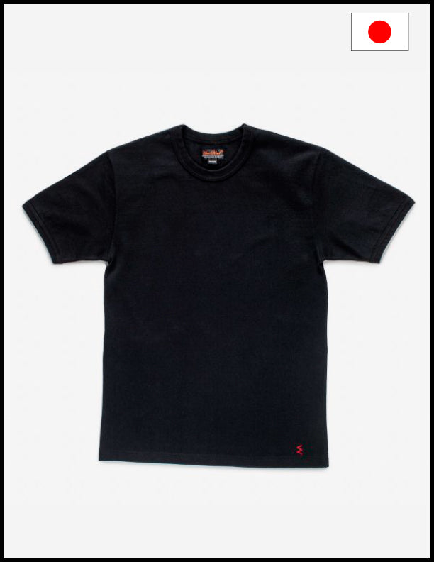 Iron Heart IHT 1600 11oz Heavyweight Cotton Knit Crew Neck T-Shirt for Men - Black | Durable Casual Tee for Everyday Wear & Motorcycle Riding