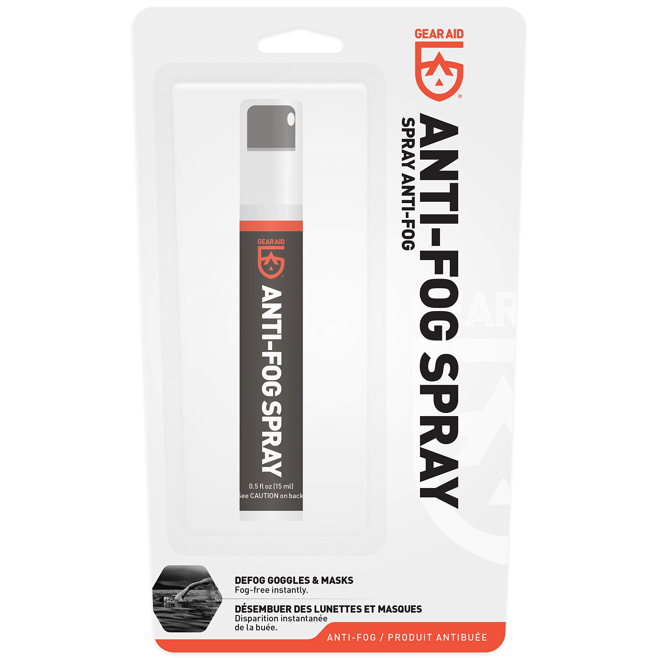 Gear AID Anti-Fog Spray & Cleaner for Goggles, Masks, Glasses | Clear Vision for Skiing, Swimming & Safety Gear | Long-Lasting Fog Prevention