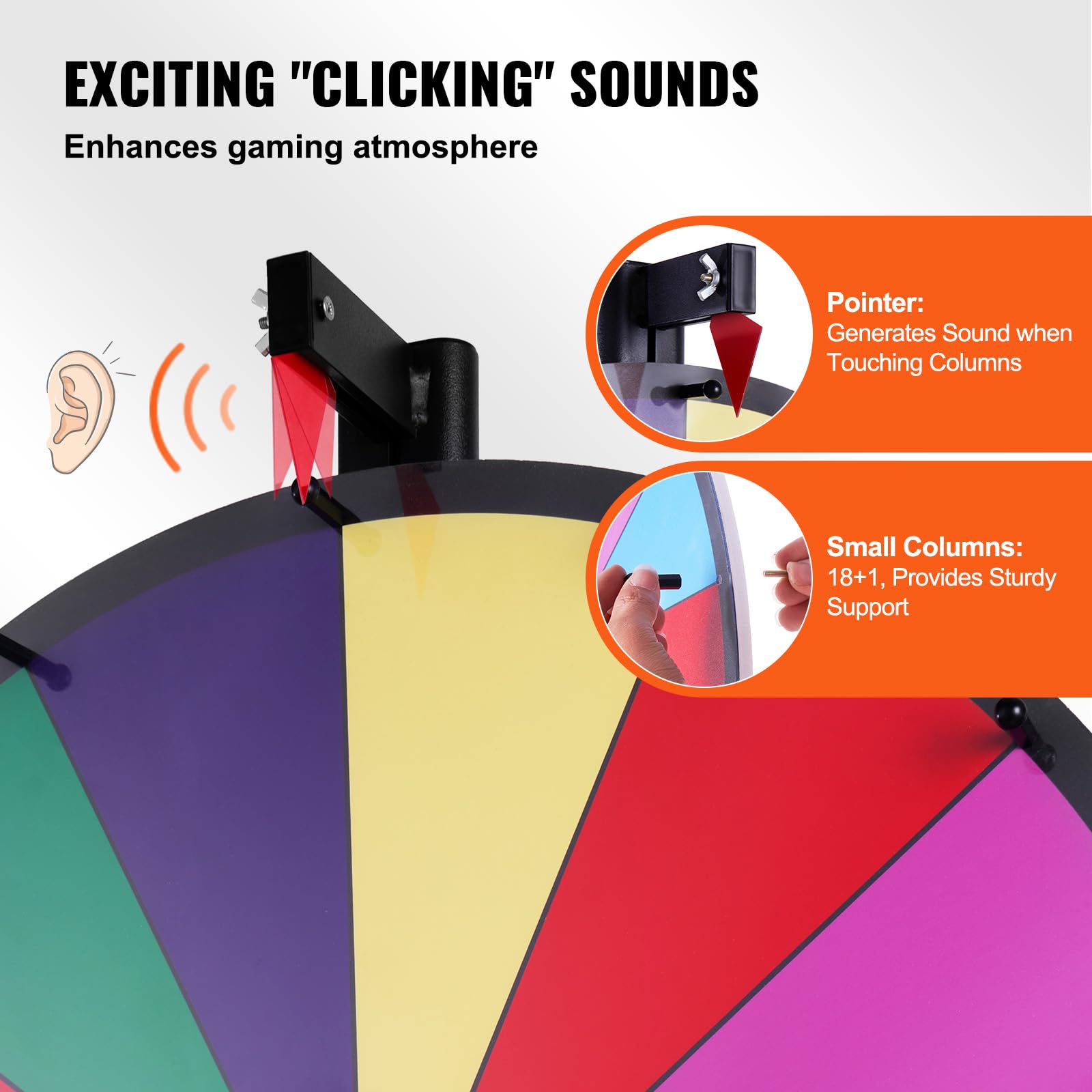 VEVOR 36 Inch Spinning Prize Wheel with 18 Slots - Dry Erase Roulette Wheel for Fortune Games, Includes 2 Markers - Perfect for Parties, Pubs, Trade Shows, Carnivals & Casino Nights - Tabletop or Floor Standing Spin Wheel for Exciting Giveaways & Contests