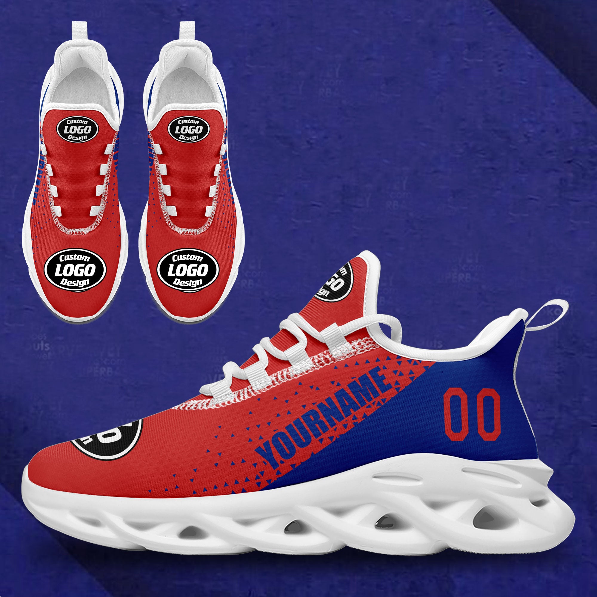 Custom Blue & Red MaxSoul Jersey, Shoes & Hat Combo - Personalized Sports Outfit for Basketball, Football & Fan Gear - Perfect for Games, Training & Team Spirit
