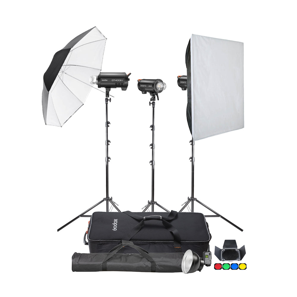 QT400IIIM Professional Studio Flash Kit - 3 Light Set for Photography, Portraits & Product Shoots | Perfect for Home Studios & Commercial Photography