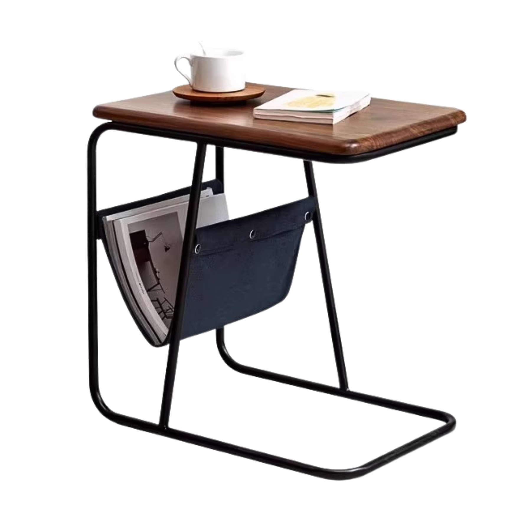 13.7x19.6x20 inch/ 35x50x51 cm/ Walnut color/ Oak side table (dark blue)
