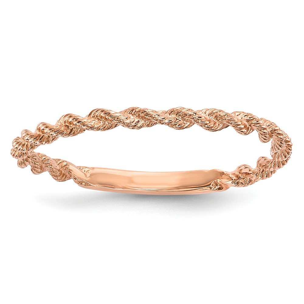 14K Rose Gold Twisted Rope Ring for Women - Elegant Stackable Band Jewelry Gift for Anniversary, Valentine's Day & Everyday Wear