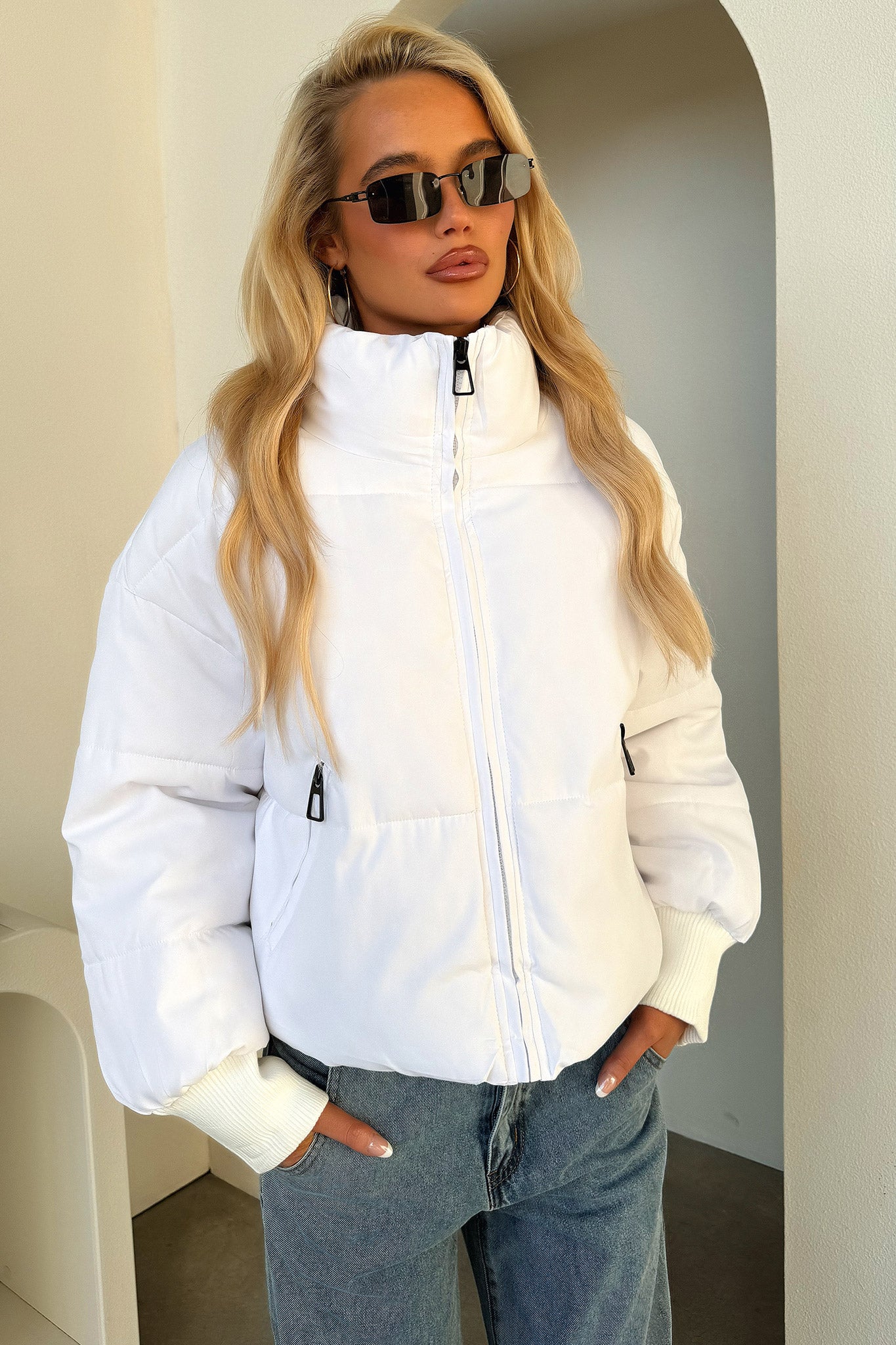 Men's Ajax Puffer Jacket - Lightweight Winter Coat, Waterproof & Windproof, White - Perfect for Outdoor Activities, Skiing, and Cold Weather