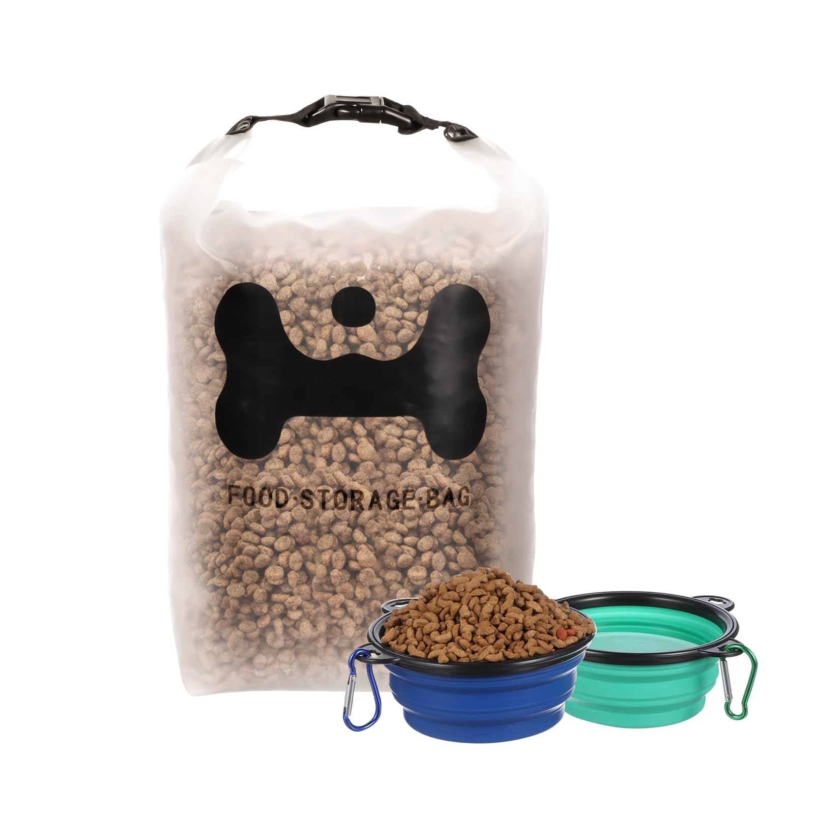 ANVS Silicone Pet Food Storage Bag - 30-Cup Dog Food Container with 2 Collapsible Travel Bowls | Leak-Proof, Portable Dog Food Carrier for Camping, Travel, Dog Boarding & Outdoor Adventures | Perfect for Hiking, Road Trips & Weekend Getaways with Your Pet