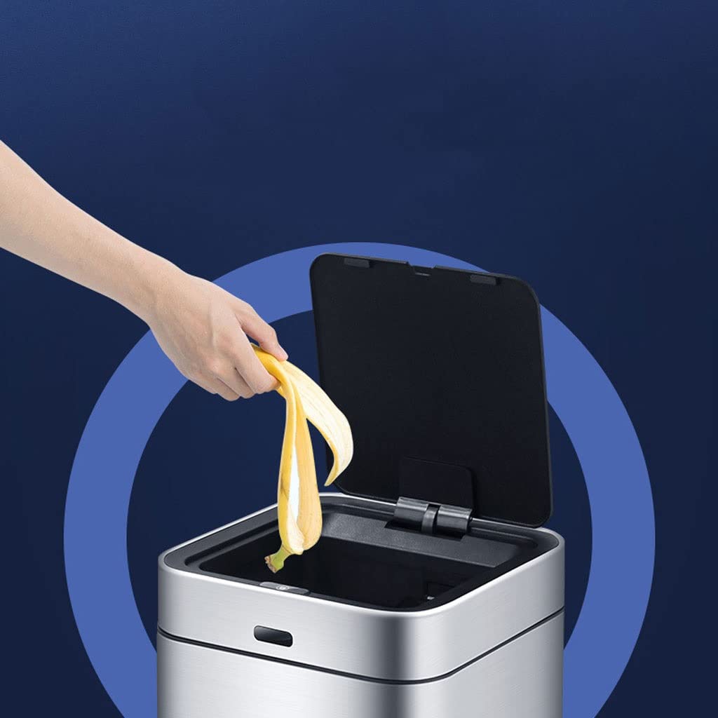 Automatic Sensor Trash Can - 10L Stainless Steel Smart Garbage Bin with Rechargeable Battery for Kitchen, Living Room & Bathroom - Hands-Free Motion Sensor Waste Basket for Home & Office Use