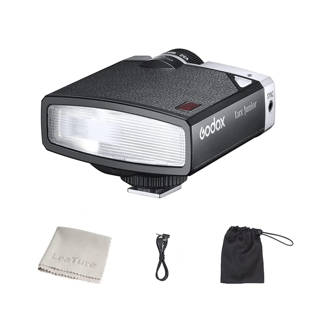 GODOX Lux Junior Retro Camera Flash - Auto/Manual Mode, GN12, 6000K Color Temperature - Compatible with Canon, Nikon, Sony, Fuji, Olympus (Hot-Shoe Mount) - Perfect for Portrait, Wedding & Event Photography