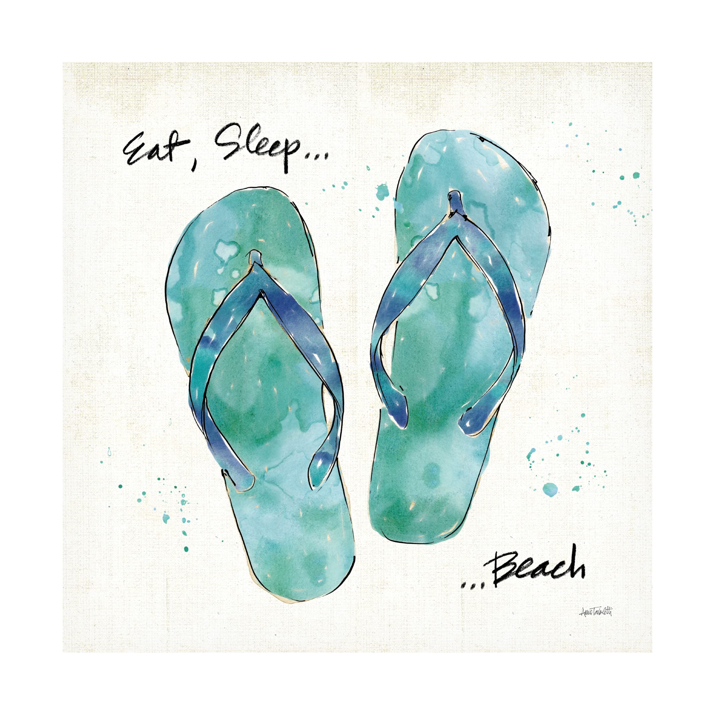 Anne Tavoletti 'Beach Divas VIII Aqua' Canvas Wall Art Print - Modern Coastal Home Decor for Living Room, Bedroom & Office - Trademark Fine Art Collection
