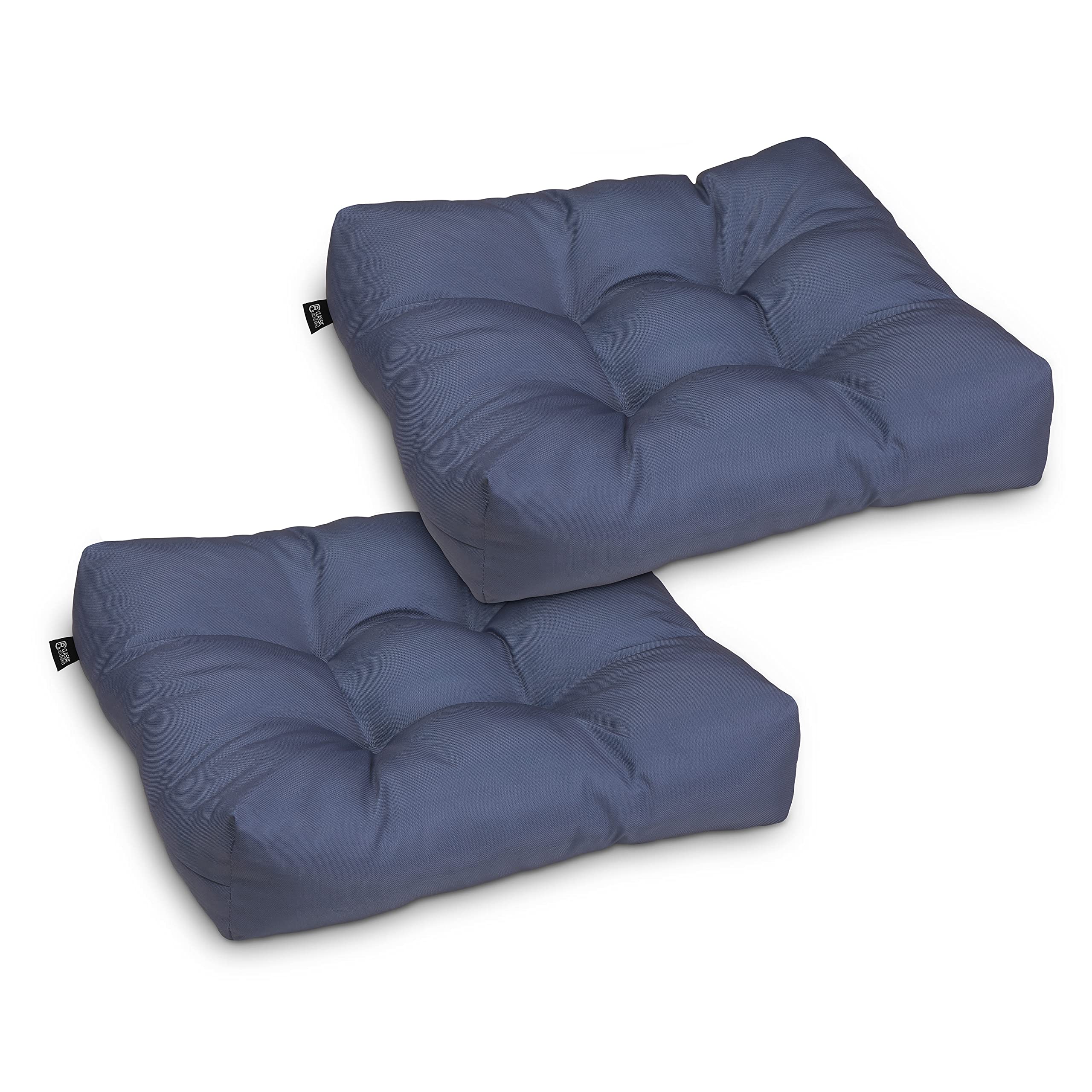 Waterproof 19x19x5 Inch Square Outdoor Seat Cushions - 2 Pack Navy Blue Patio Furniture Cushions - All-Weather Resistant for Deck Chairs, Porch Swing & Garden Bench
