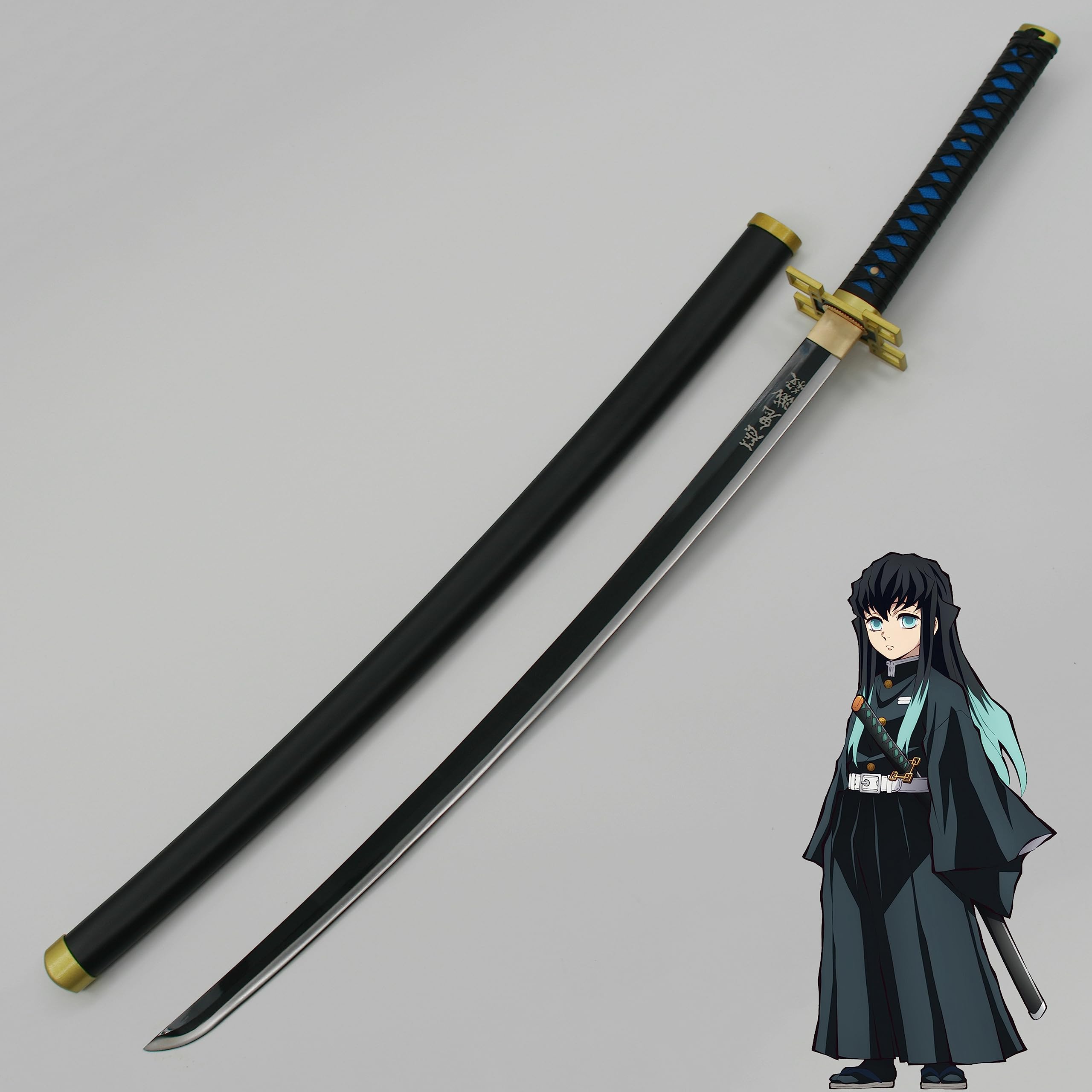 Demon Slayer Sword - Tanjiro Kamado Replica Carbon Steel Katana for Cosplay, Anime Collection & Martial Arts Training | Kimetsu no Yaiba Inspired Japanese Anime Sword
