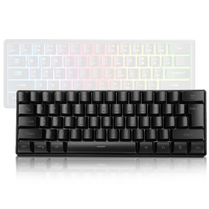 ASHATA 61-Key RGB Backlit Wired Mechanical Gaming Keyboard - USB Plug & Play for PC, Laptop - Perfect for Home Office Work & Gaming (Black)