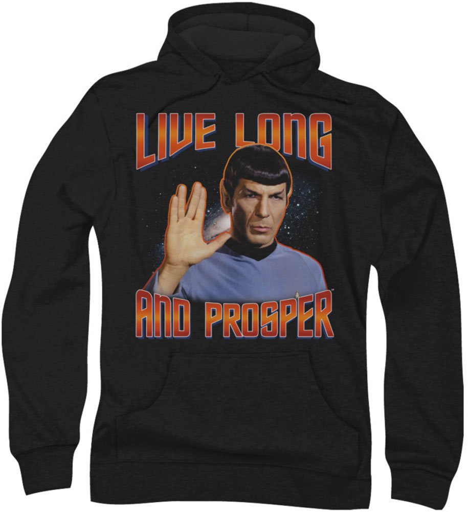 Star Trek: The Original Series Men's Live Long and Prosper Hoodie - Vintage Sci-Fi Sweatshirt for Trekkies & Fans - Perfect for Cosplay, Conventions & Everyday Fandom Wear