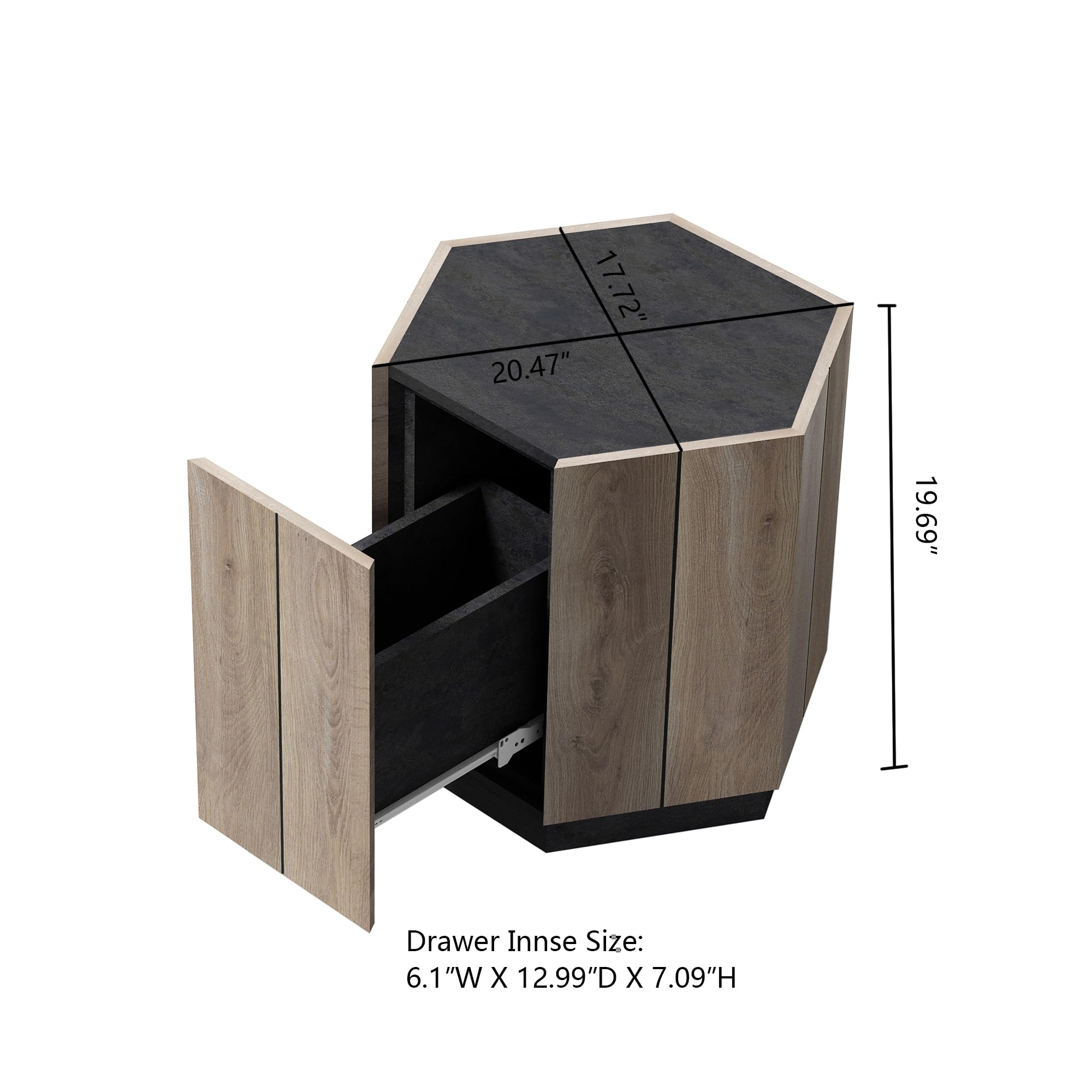 Hexagonal Nesting Coffee Table Set of 2 with Storage Drawers - Farmhouse & Industrial Style for Living Room Bedroom