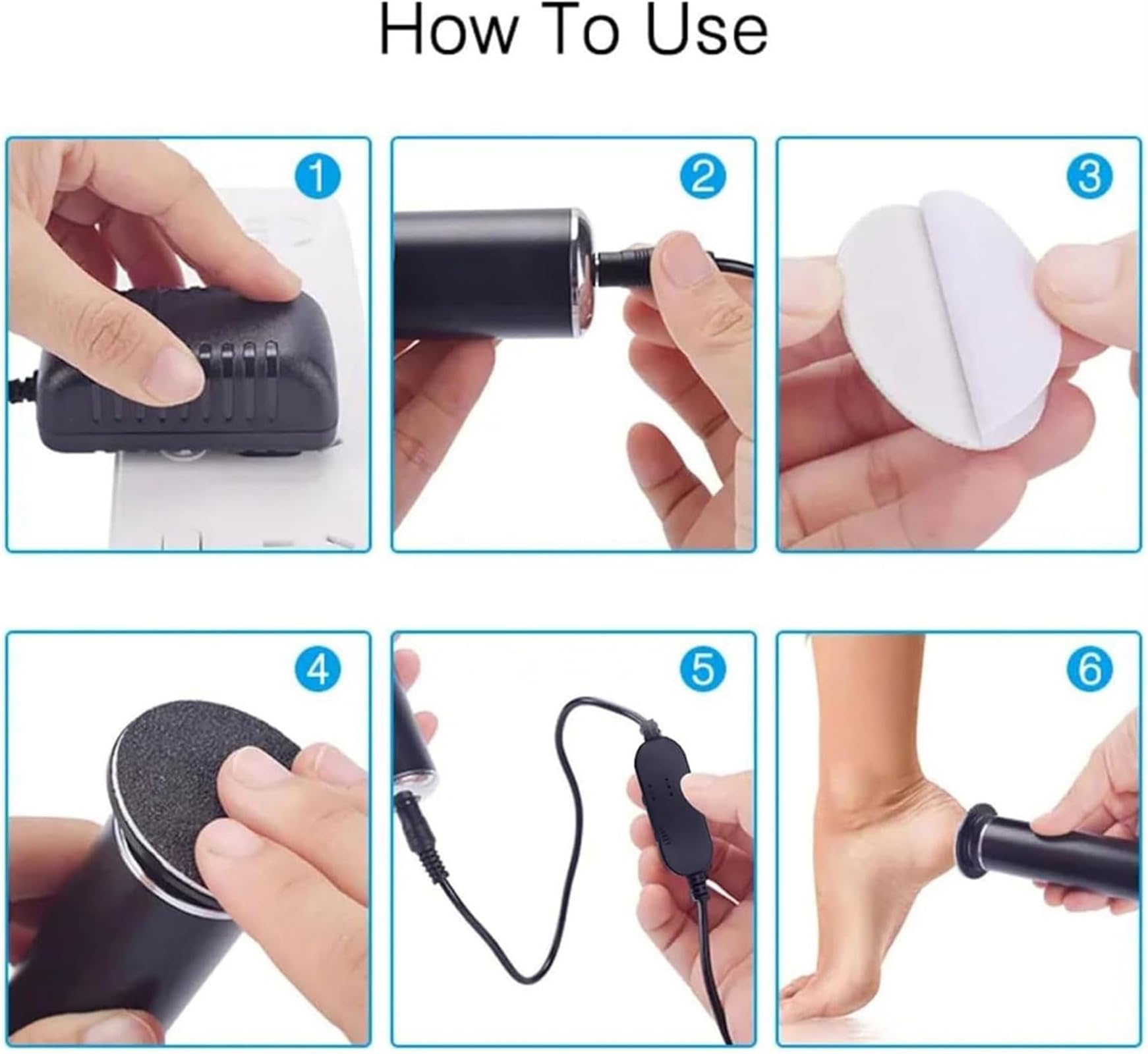 Electric Foot Callus Remover - 360° Rotation with 60PCS Sanding Discs - Professional Pedicure Tool for Women & Men - Perfect for Dry, Cracked Heels & Callus Removal at Home or Salon