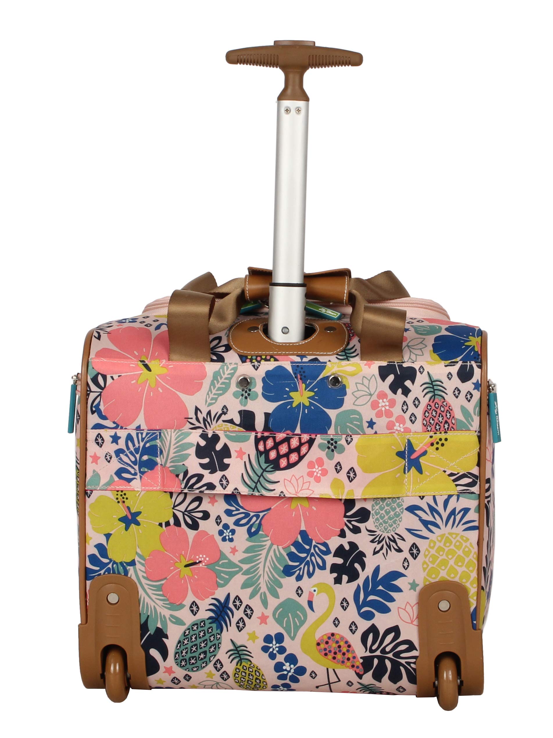 Lily Bloom Designer 15 Inch Carry On Luggage - Lightweight Weekender Overnight Business Travel Suitcase with 2 Rolling Wheels - Under Seat Rolling Bag for Women (Tropical Pineapple) - Perfect for Airplane, Train, and Weekend Getaways