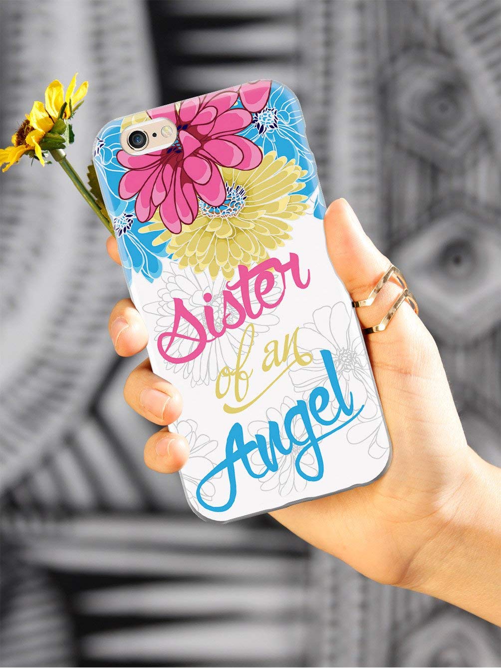 Inspired Cases - iPhone 12 Case Compatible - 3D Textured Protective Phone Cover for Apple iPhone 12 - Sister of an Angel Floral Design - Perfect for Everyday Use, Work & Travel Protection
