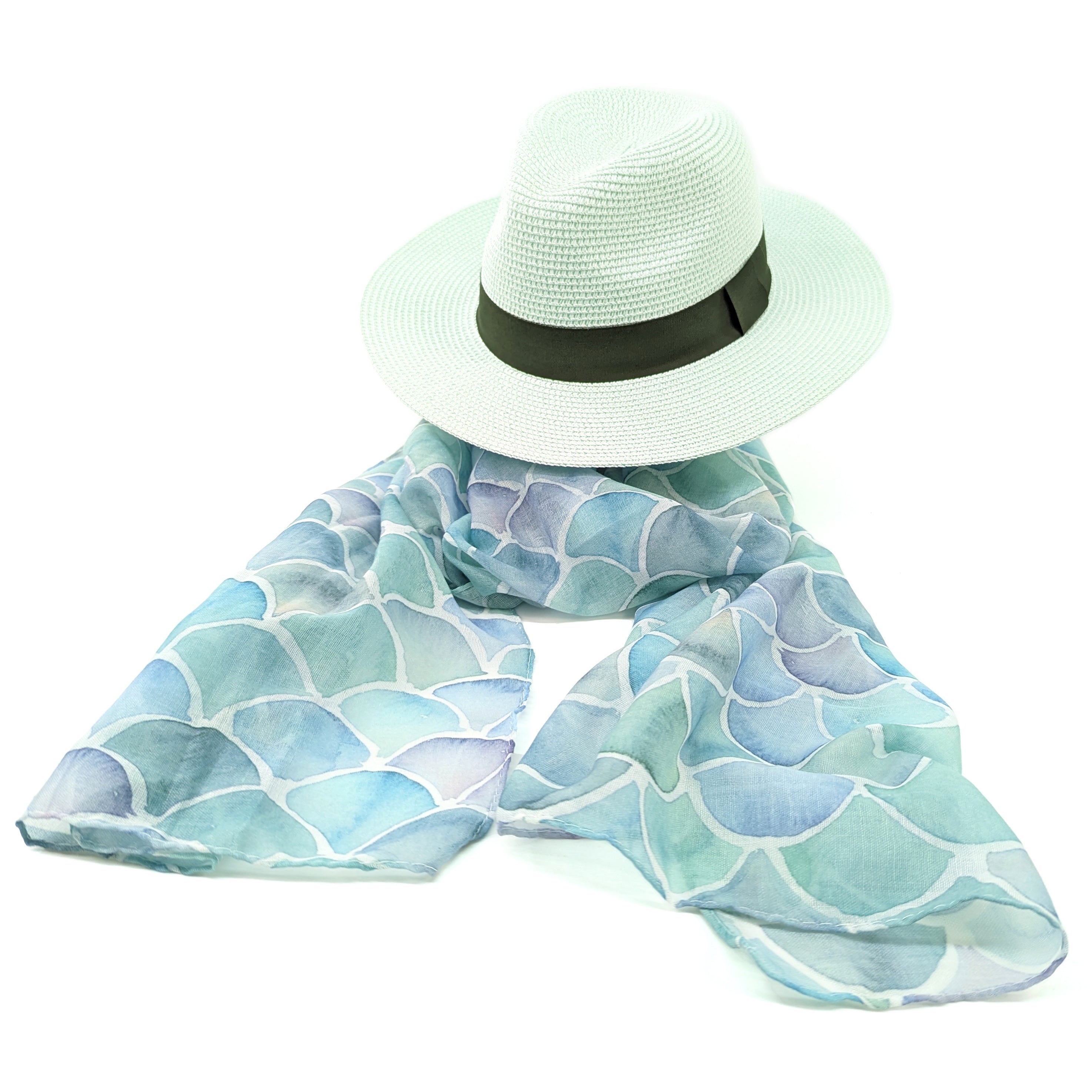 Foldable Panama Travel Sun Hat for Women & Men - Mint Green, 57cm Brim - UV Protection for Beach, Vacation & Outdoor Activities