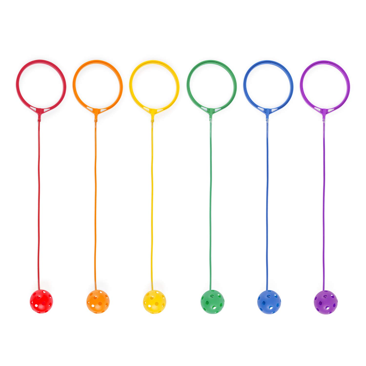 Champion Sports Skip Ball Ankle Toy for Kids - Pack of 6 Assorted Colors | Durable Hopper & Swingball Set with 18-Inch Cord & 5.5-Inch Ankle Ring | Fun Jump Rope & Exercise Equipment for Outdoor Play, Backyard Games & Kids Fitness Activities