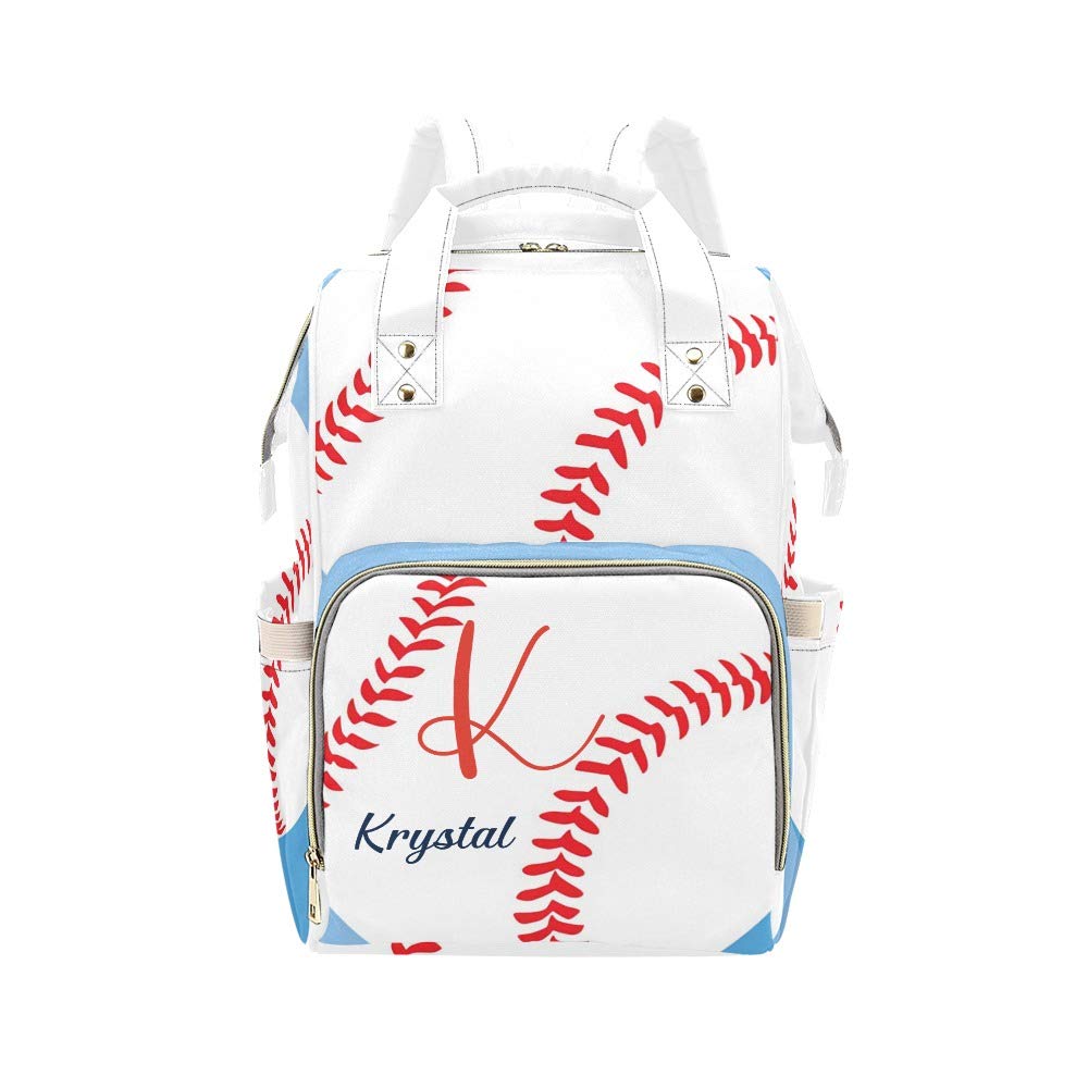 Personalized Baseball Diaper Backpack for Baby - Art Sports Nursing Nappy Bag with Name, Travel Tote for Moms & Girls (10.83 x 6.69 x 15 Inch) - Perfect for Baseball Games, Daycare & Family Outings