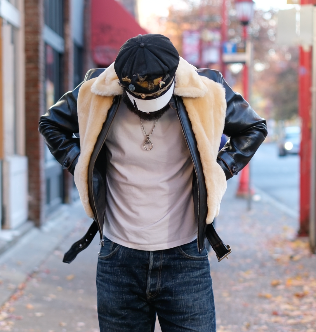 Premium Double Helix Chief Horsehide & Shearling Grizzly Jacket – Warm Winter Coat for Men, Durable Leather Outerwear for Outdoor Adventures & Casual Style