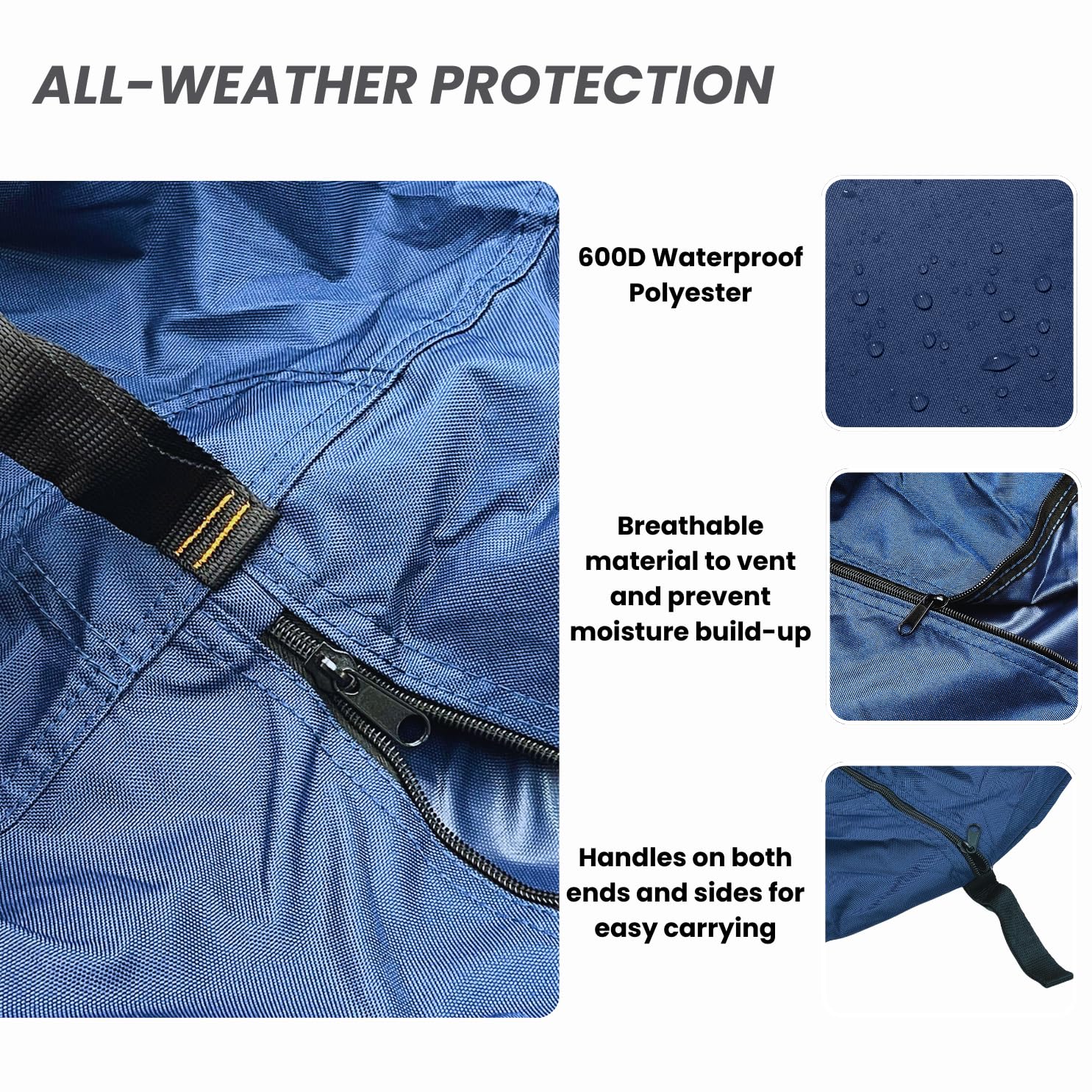 EliteShield Waterproof UV-Resistant Kayak Canoe Cover - Marine Grade Polyester Boat Storage Protection for 15-16 ft Length, 116