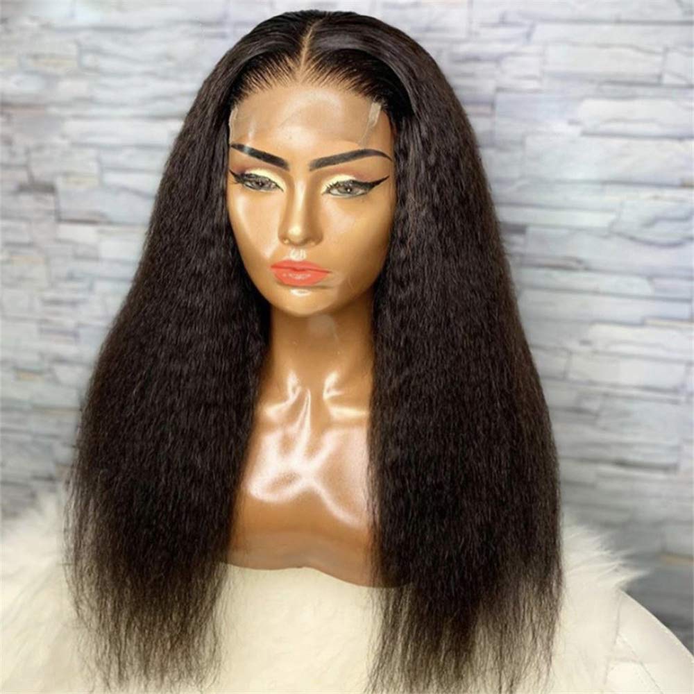 Lace Front Wigs Human Hair 16 Inch - Pre Plucked with Baby Hair, Kinky Straight, Glueless 4x4 Closure Wig for Black Women | 150 Density, Italian Bleached Knots, Natural Color | Perfect for Daily Wear, Parties, Cosplay & Protective Styling
