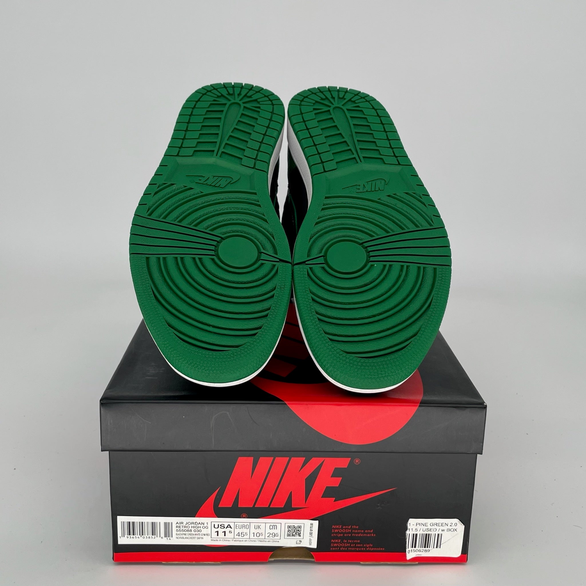 Air Jordan 1 Retro High OG Pine Green Black Men's Size 11.5 Sneakers 555088-030 - Perfect for Basketball, Streetwear & Sneaker Collectors