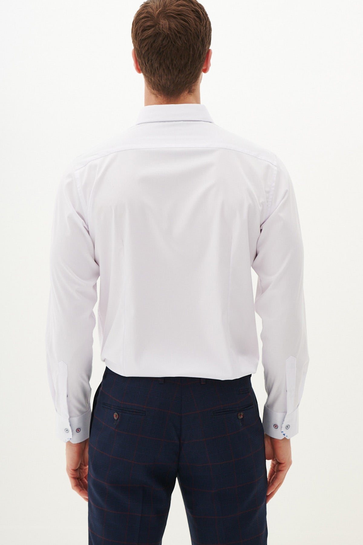 LUKE Men's White Long Sleeve Casual Shirt - Slim Fit Button Down Dress Shirt for Office, Business, and Formal Occasions
