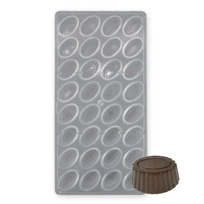 36-Cavity Fluted Oval Chocolate Mold for Baking, Candy Making & Desserts – Perfect for DIY Treats, Party Favors & Holiday Gifts