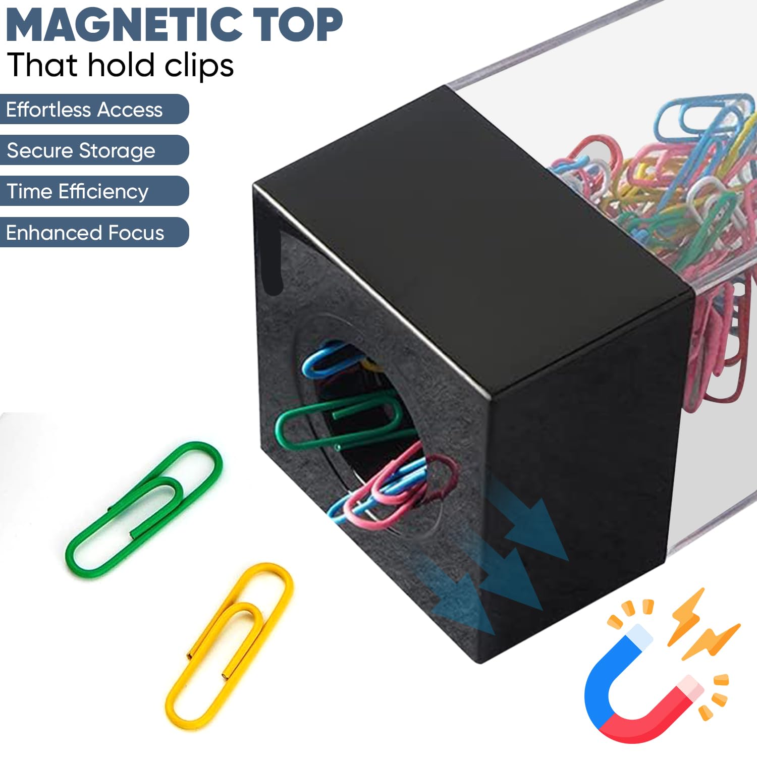 Magnetic Paper Clip Holder for Desk - 4 Pack with 100 Clips Included, Holds Up to 150 Clips | Office Organization & School Supplies for Paper Management