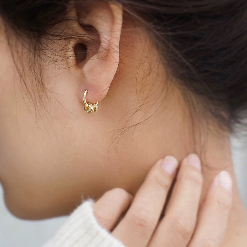 Multi-Way Geometric Small Ring Huggie Hoop Earrings for Women | HE3882 | Minimalist Stackable Earrings for Everyday Wear, Work & Date Night