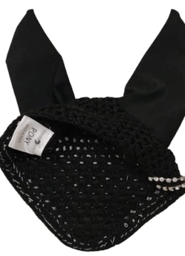 Handcrafted Black Crochet Fly Veil with Ears - Premium Horse Bonnet for Riding & Show | Saddles World | Perfect for Equestrian Competitions & Daily Riding Protection