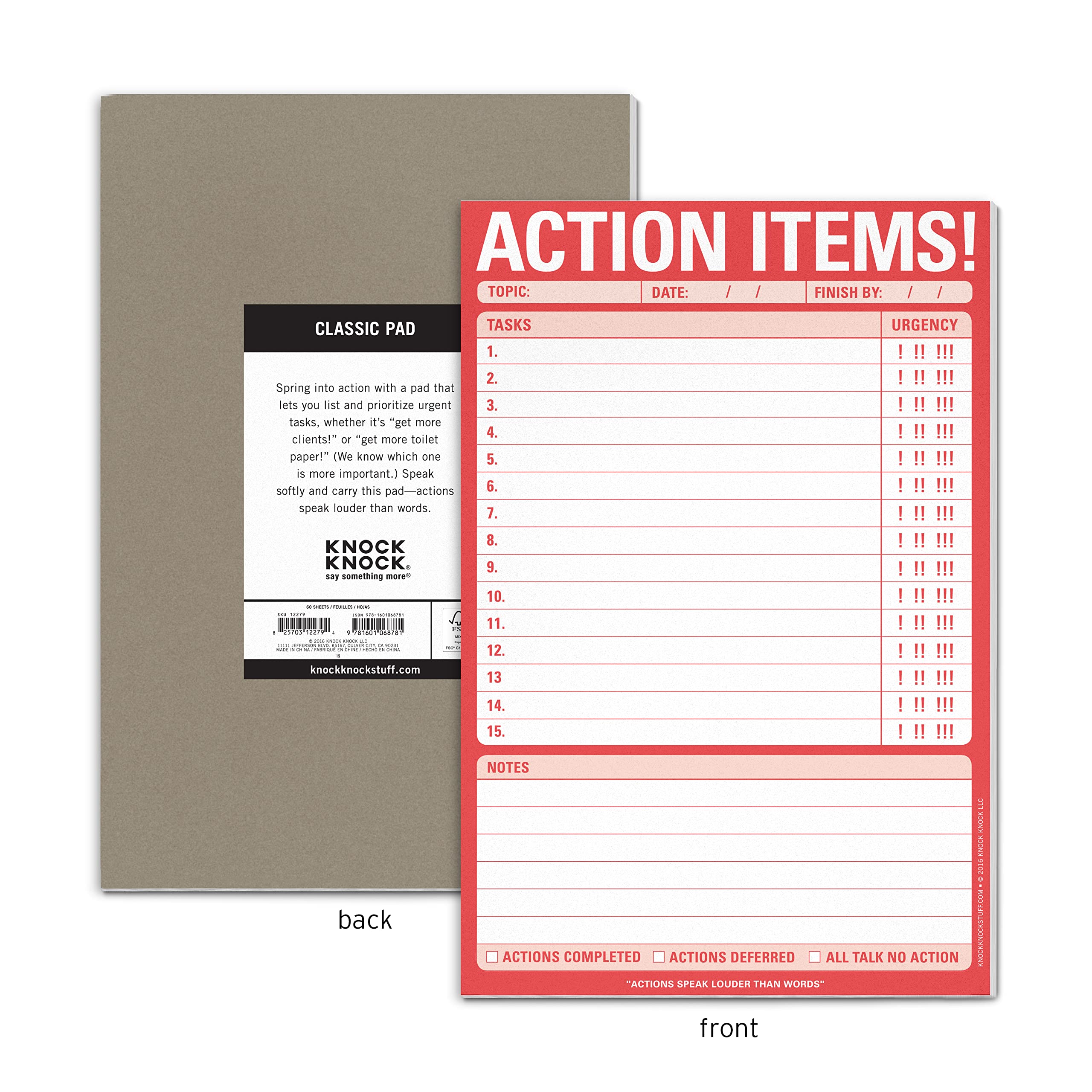 Knock Knock Action Notepads - Funny Office Pads, To-Do List Notepads (6x9 Inches) - Perfect for Office Humor, Gifts & Productivity Organization