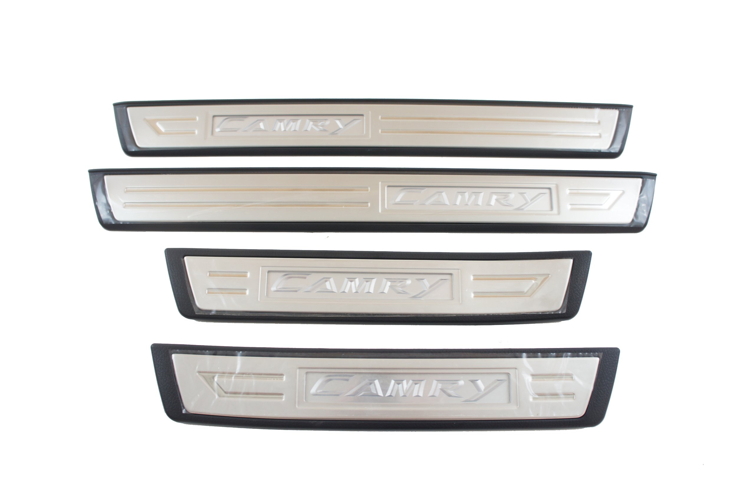 Toyota Car Door Sill Protectors - Stainless Steel Scuff Plates with Logo for Camry, Corolla, RAV4 - Perfect for Car Interior Protection & Style Enhancement (Great for Daily Commute, Road Trips & Vehicle Customization)
