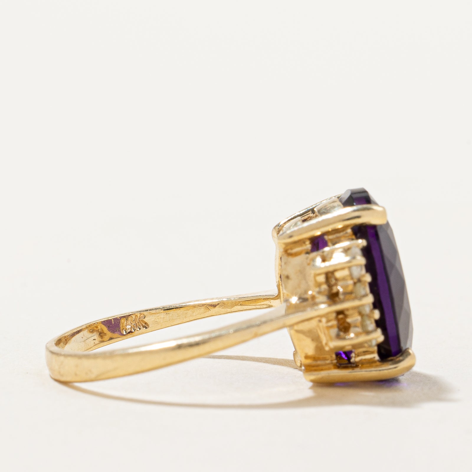 Exquisite 4.10ct Amethyst & 0.20ct Diamond Cocktail Ring - Size 4.25 | Elegant Purple Gemstone Jewelry for Women | Perfect for Evening Parties, Weddings & Special Occasions
