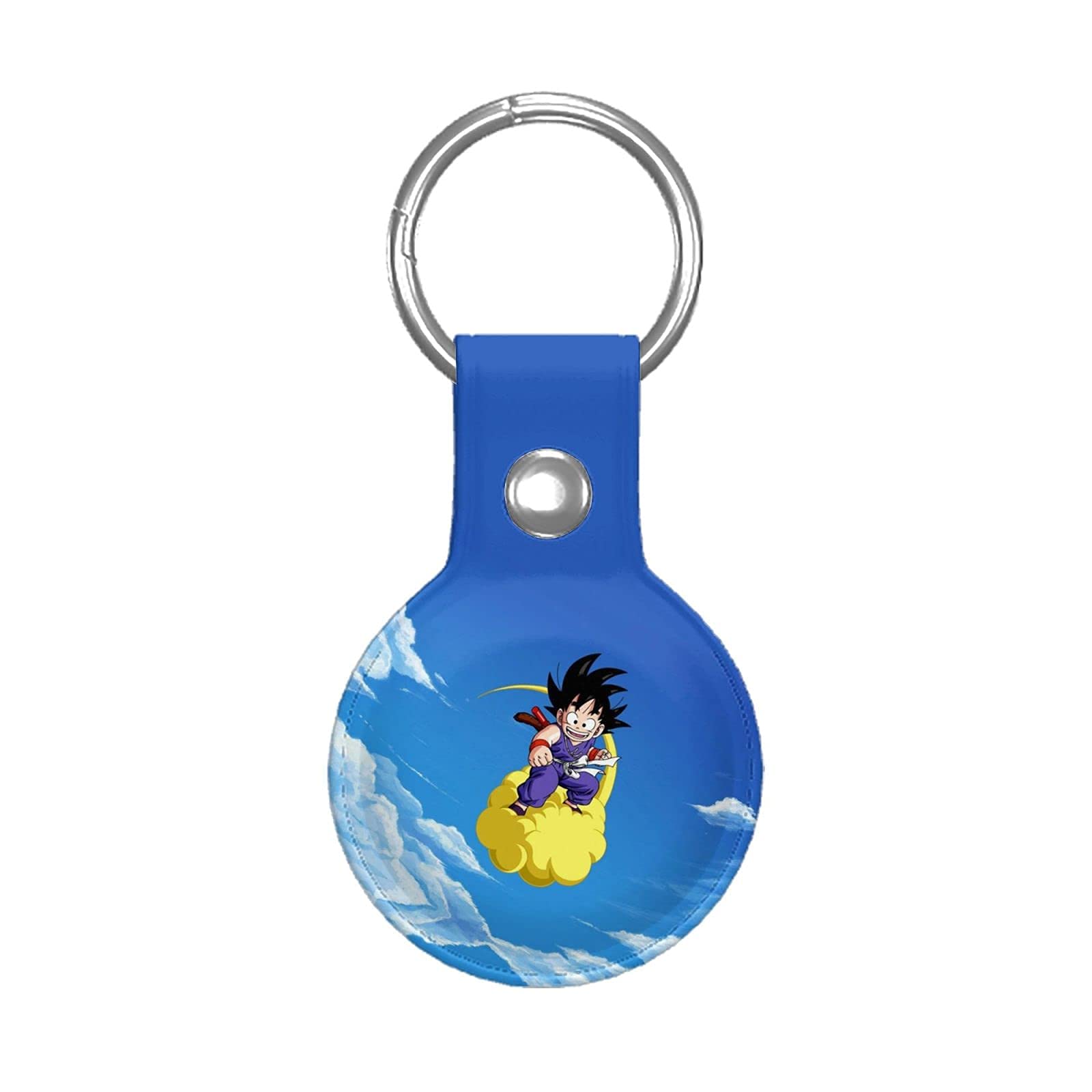 Anime AirTag Holder Keychain - Cute Leather Blue AirTag Accessories for Kids & Pets | Anti-Lost, Anti-Scratch Protective Cover | Compatible with Apple AirTag 2021 | Perfect for Backpacks, Keys & Pet Collars