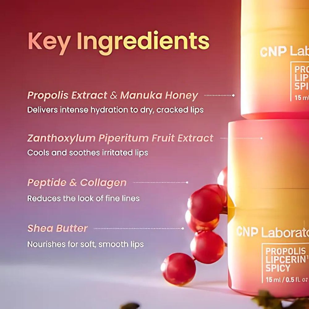 CNP Laboratory Propolis Lipcerin 15ml - 3 Options for Dry & Chapped Lips - Natural Lip Care for Hydration & Repair - Perfect for Daily Use & Winter Protection