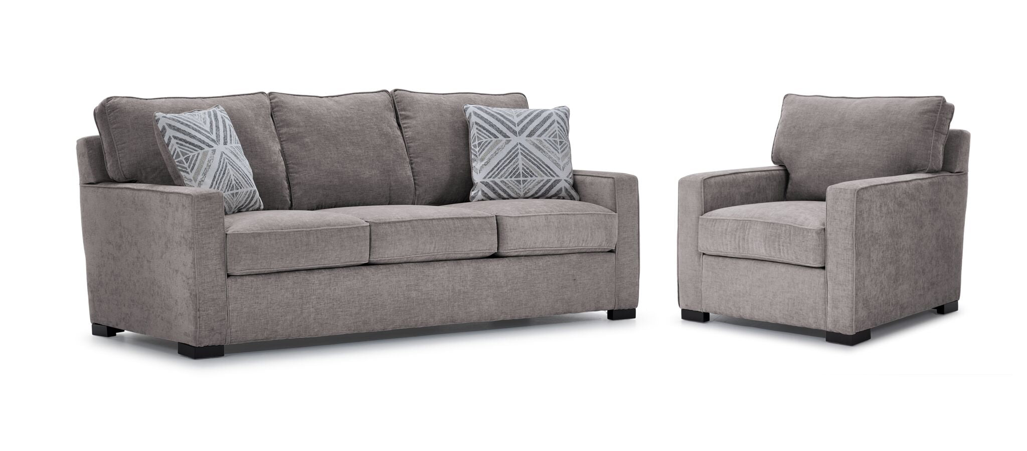 Charlotte Sofa and Chair Set in Smoke Gray - Modern Living Room Furniture for Small Spaces, Apartments & Cozy Homes