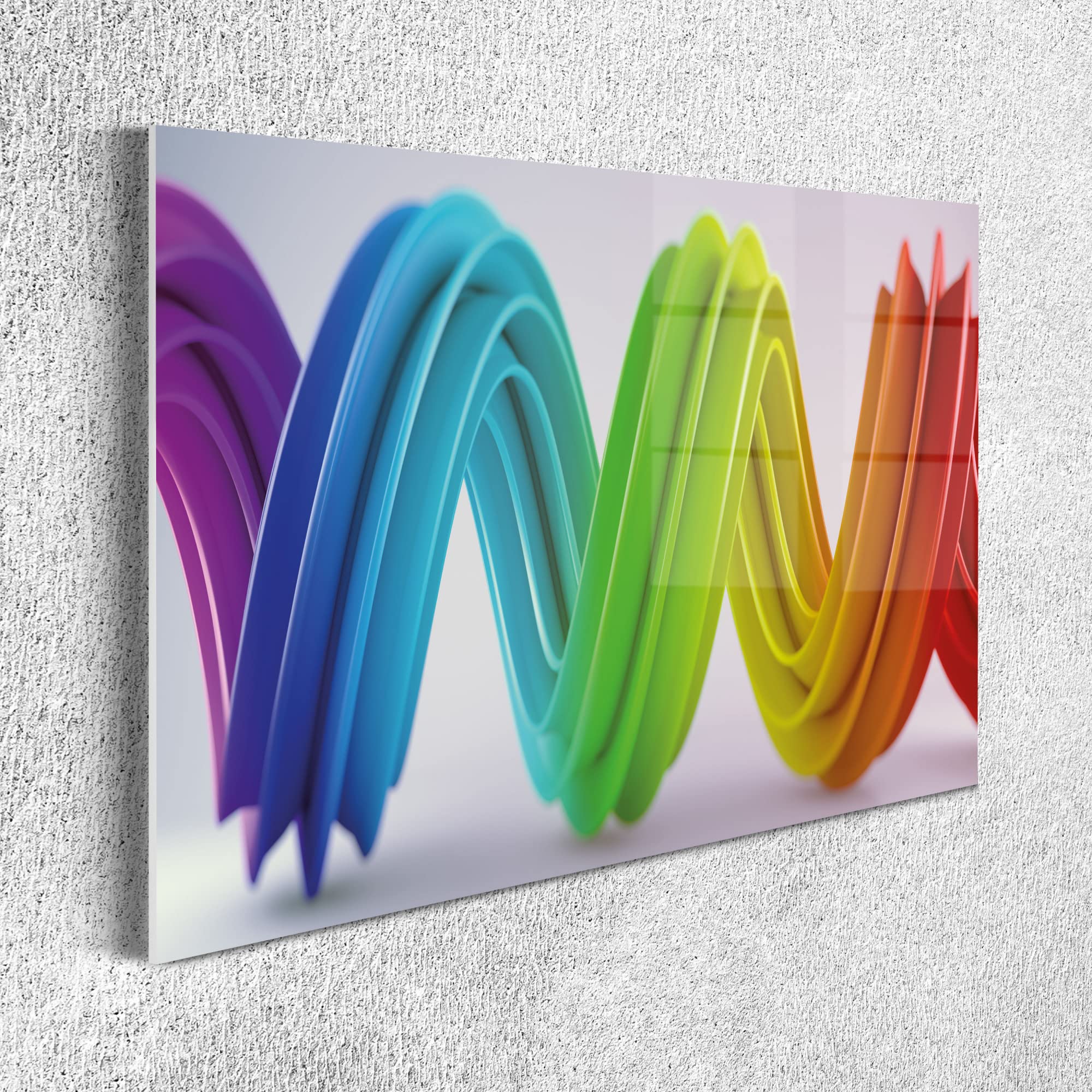 Ambesonne Abstract Acrylic Glass Wall Art - Modern Colorful Twisted Shape Digital Print - 26.3x19.6 Inch Purple Grey Multicolor Canvas - Contemporary Home Decor for Living Room, Bedroom, Dorm & Office - Perfect for Modern Interior Design & Wall Accent Decoration