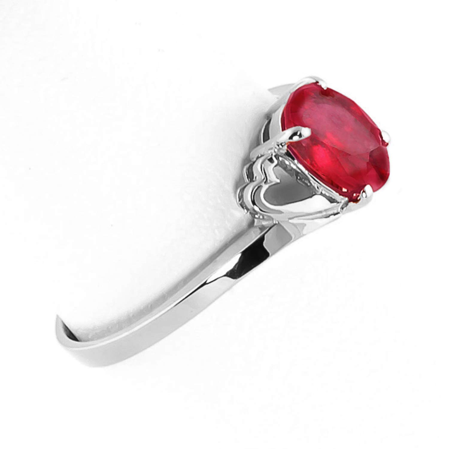 14K Solid White Gold Ring with 1.15ct Oval Ruby - Galaxy Gold GG Collection | Elegant Jewelry for Weddings, Anniversaries & Special Occasions
