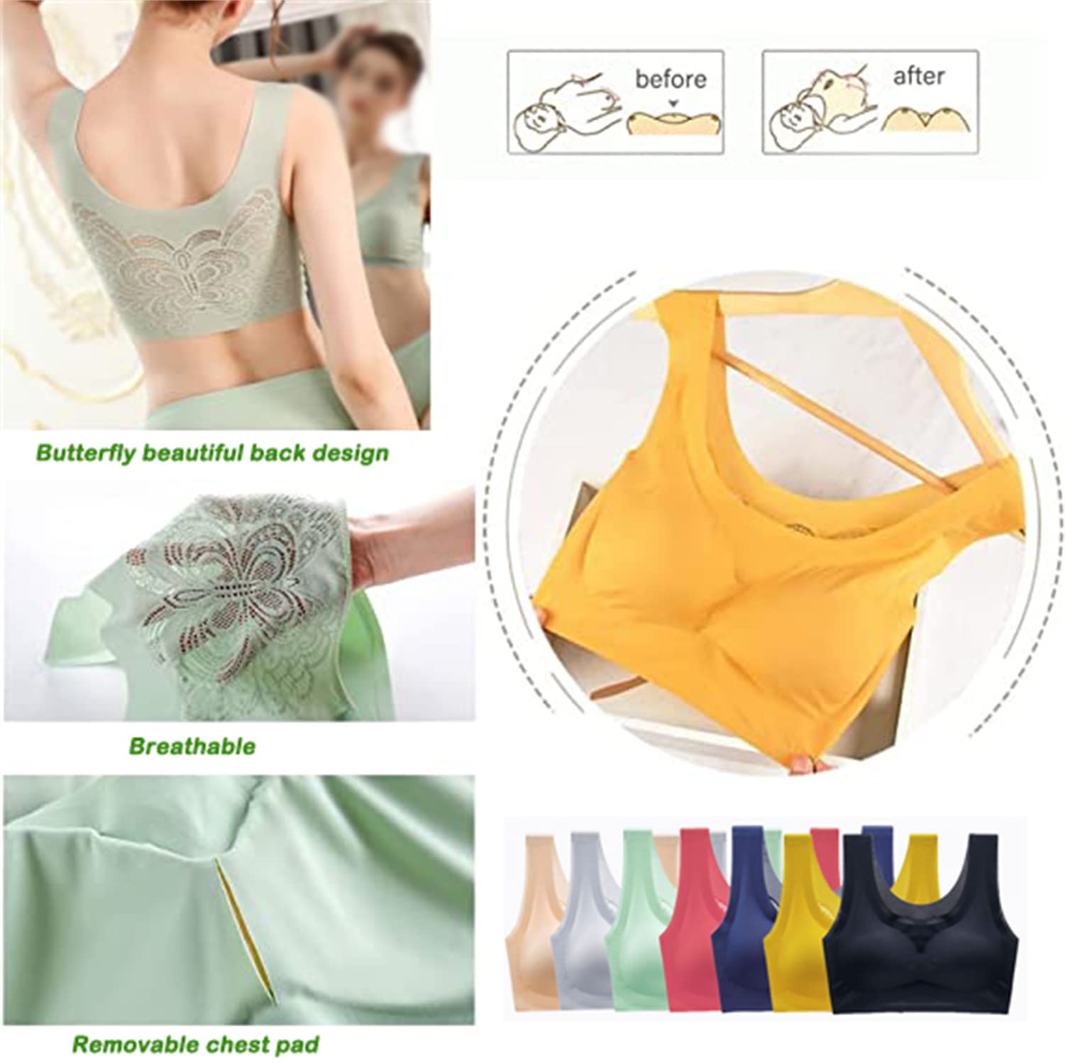 Coolishbra - Ultra-Thin Ice Silk Seamless Bra for Women, Breathable Wireless Comfort Bra with Cooling Wings | Perfect for Yoga, Workout & Everyday Wear