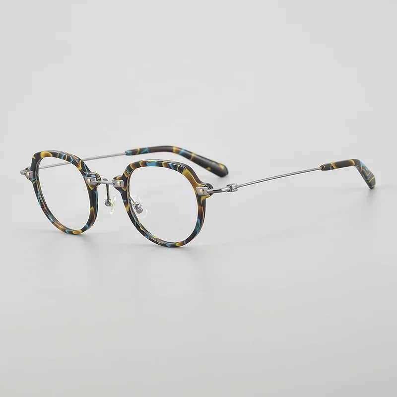 Aror Unisex Full Rim Flat Top Oval Titanium Acetate Eyeglasses Frame 46018 - Lightweight & Durable for Work, Reading & Fashion
