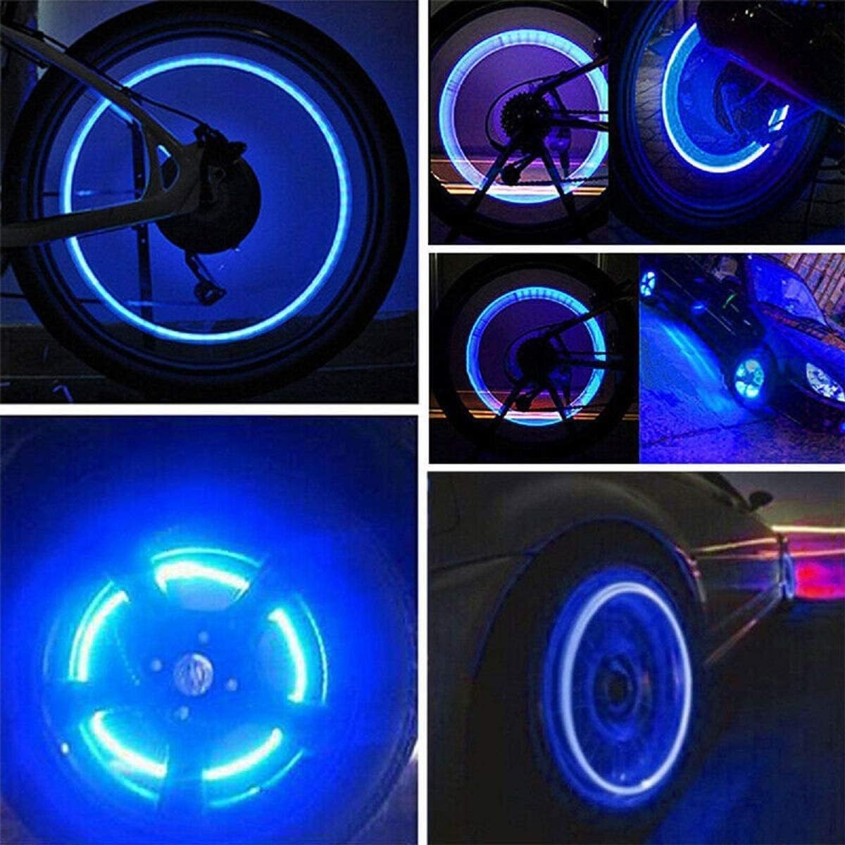 12PCS Blue LED Flash Tyre Wheel Valve Cap Lights for Car Bike Motorcycle - Waterproof Tire Valve Stem Lights for Night Riding, Cycling Safety & Vehicle Customization