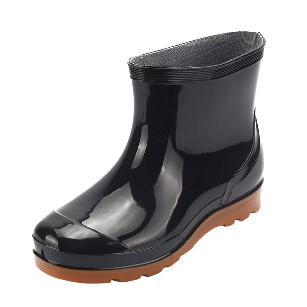 Men's Waterproof Slip-On Rain Boots - Non-Slip Rubber Ankle Boots for Outdoor Activities, Hiking & Gardening | Lightweight Short Tube Chukka Design