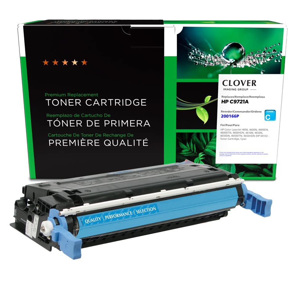 High-Quality Clover Remanufactured Toner Cartridge Replacement for HP C9721A (HP 641A) - Cyan | Compatible with HP Printers | Ideal for Home & Office Printing