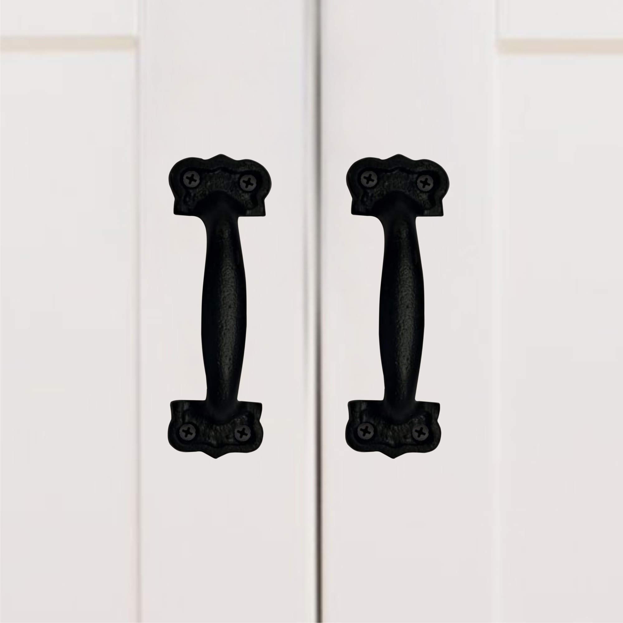 115mm Premium Black Powder Coated Cabinet Pulls - 4 Pack Heavy Duty Cast Iron Kitchen Cabinet Handles - Antique Farmhouse Drawer Hardware for Cupboards & Cabinets - Durable Cabinet Pull Set for Modern, Rustic & Vintage Kitchen Renovations